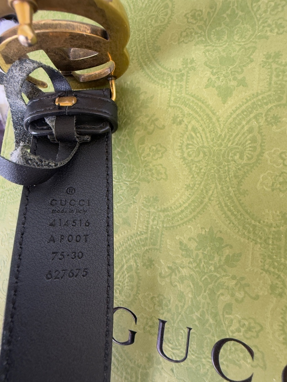 Authentic Gucci GG Marmont Belt – Black Leather / Gold GG Buckle (Size 30) - Picture 3 of 9